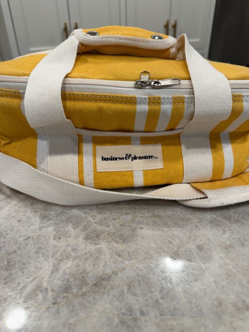 Business & Pleasure Co. Premium Cooler Bag in Crew Mimosa Yellow Stripe